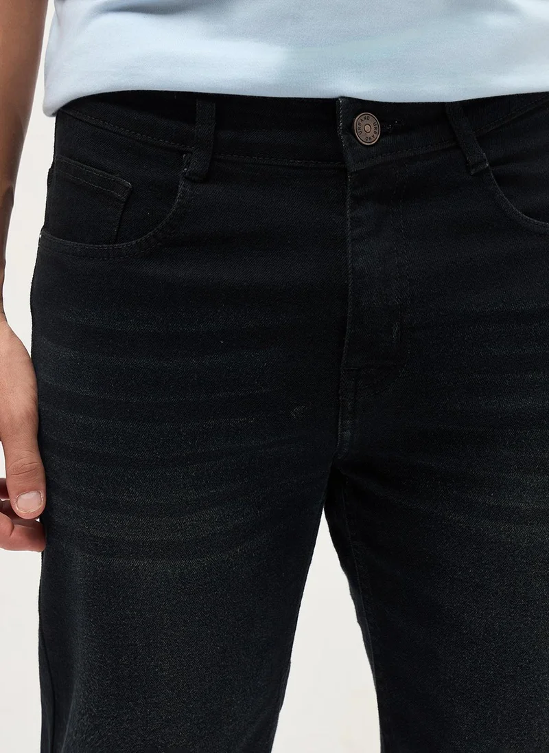 Urbano Fashion  Urbano Fashion Men's Black Regular Fit Heavy Washed Denim Jeans Stretchable for Men | Best Price UAE